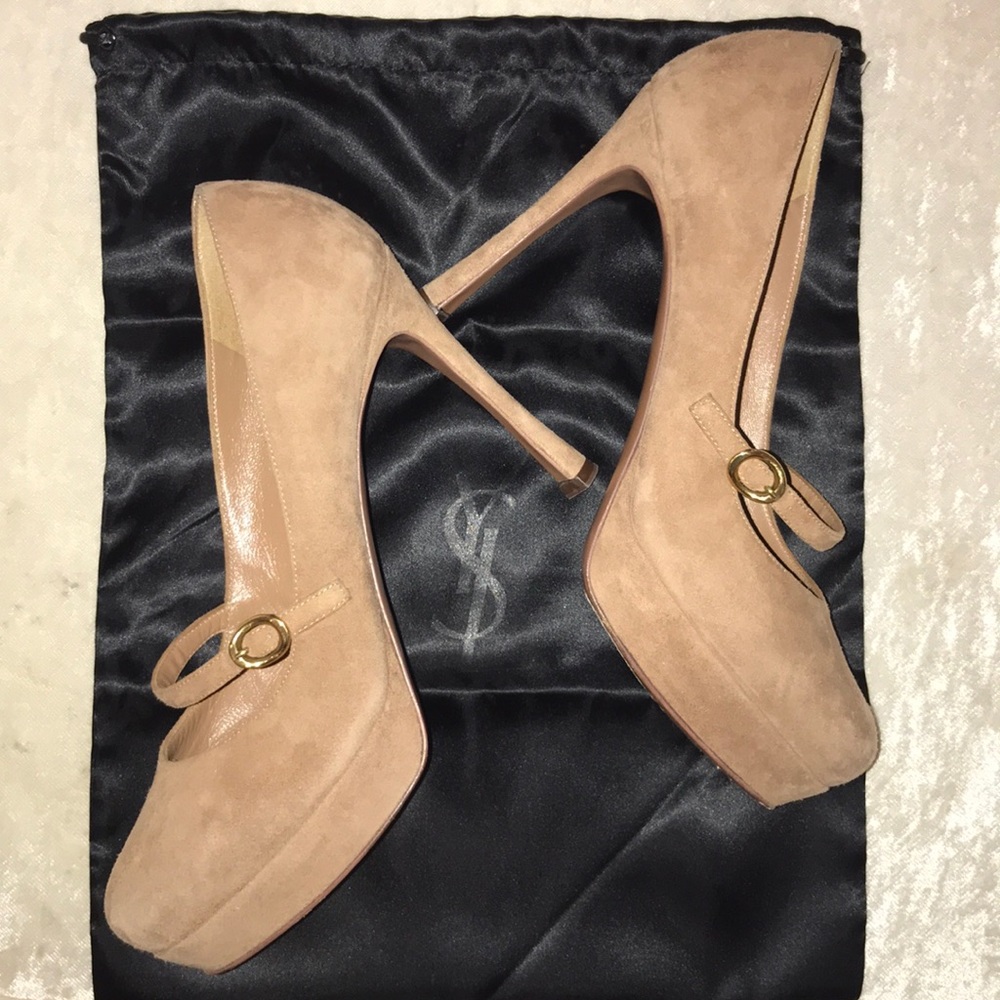 YSL tan pumps